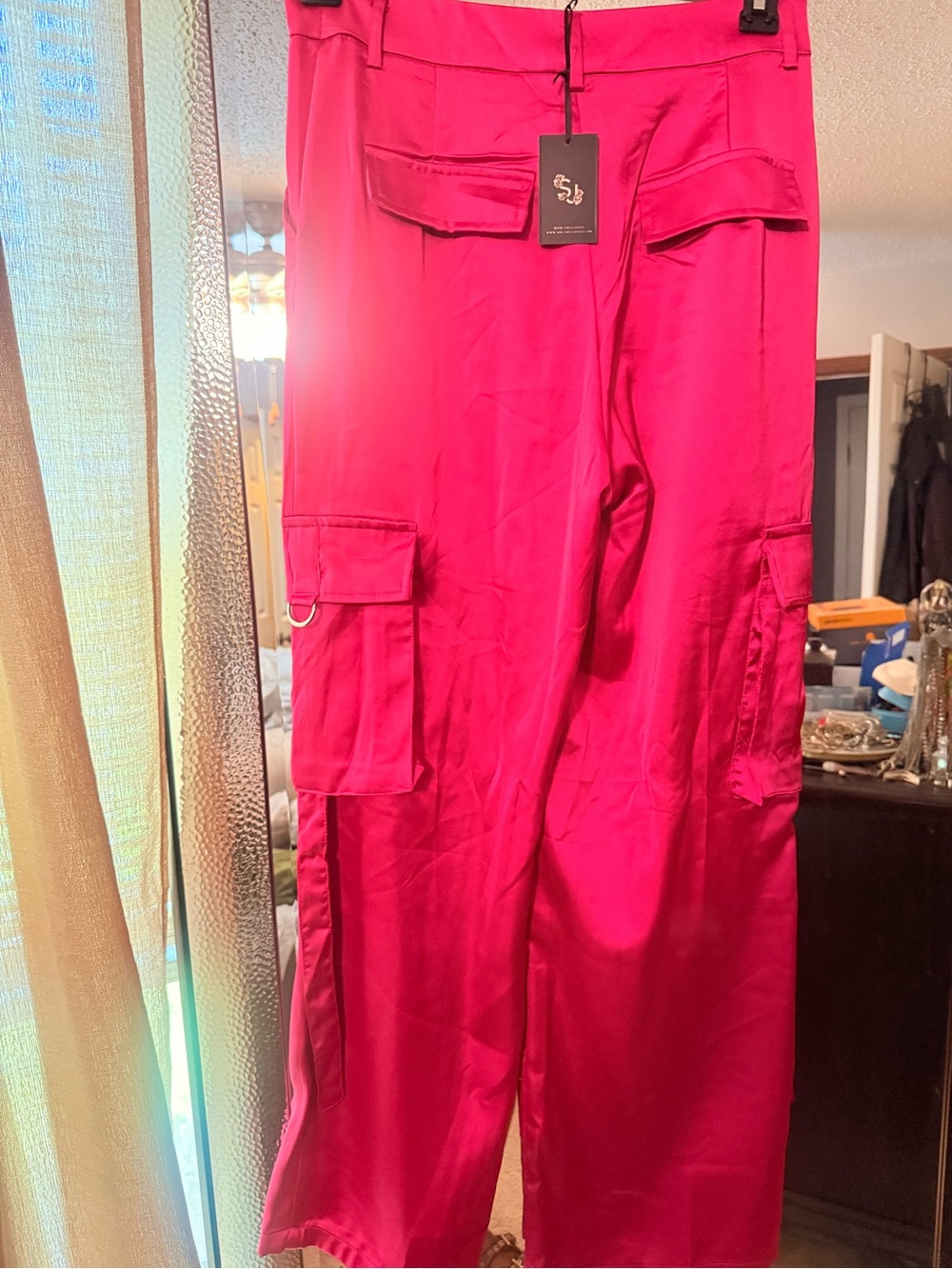 Hot Pink Cargo Wide-Leg Pants